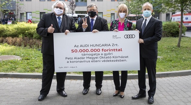 Az Audi Hungaria negyedszer támogatja a győri kórházat a koronavírus elleni küzdelemben