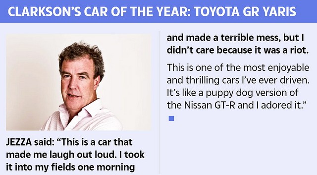 Jeremy Clarkson szerint a Toyota GR Yaris az év legjobb új autója