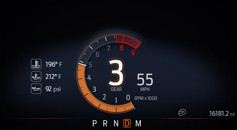 Computer generated imagery shown. Manufacturer recommended oil psi shown.